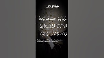 سورة العنكبوت أولم يروا كيف يبدئ الله الخلق ثم يعيده ان ذالك على الله يسير الاية ١٩