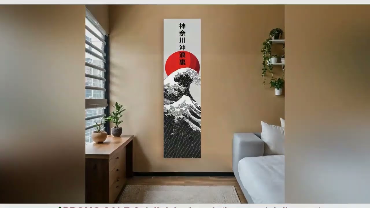 Japanese Ocean Waves Wall Decoration Tapestry Red Sun & Ocean Waves Landscape Aesthetic Tapestry Wal