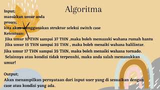 struktur seleksi switch case dalam bentuk algoritma,pseucode dan  flowchart (pertemuan ke 7)