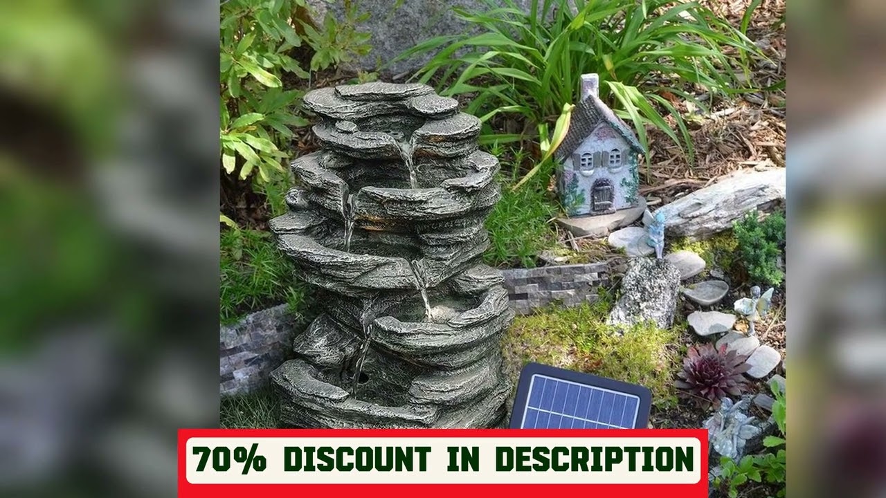 A must-have product! Garden Water Feature Outdoor LED Waterfall Fountain Rockery Decor