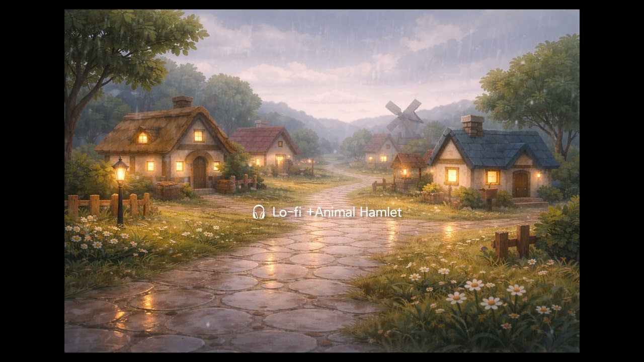 Rainy Day in a Cozy Village 🌧️ | Relaxing Lo-fi Game Music