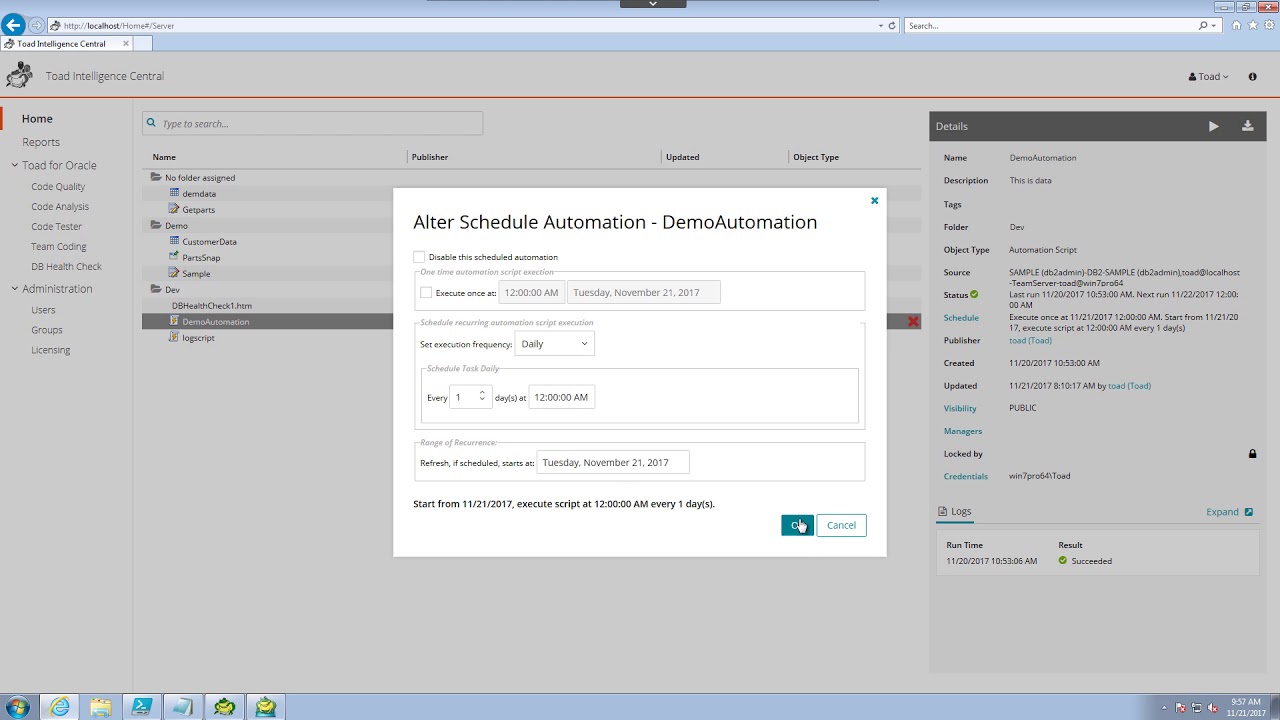 Toad Intelligence Central - How to edit web console objects in Toad ...