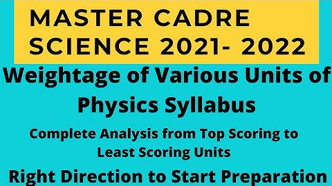 Master Cadre Science l Master Cadre Physics l Weightage of Units l Physics Syllabus