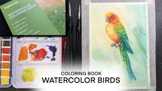 Lightwish Adult Coloring Book for WATERCOLOR bird themed illustration painting process - 421