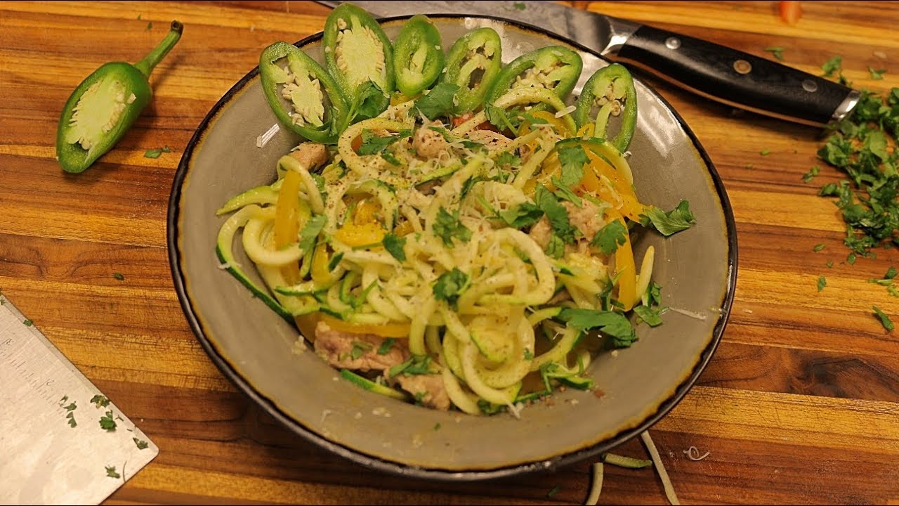 Spicy Pork and Zoodles zoodles recipe zucchini recipe low carb