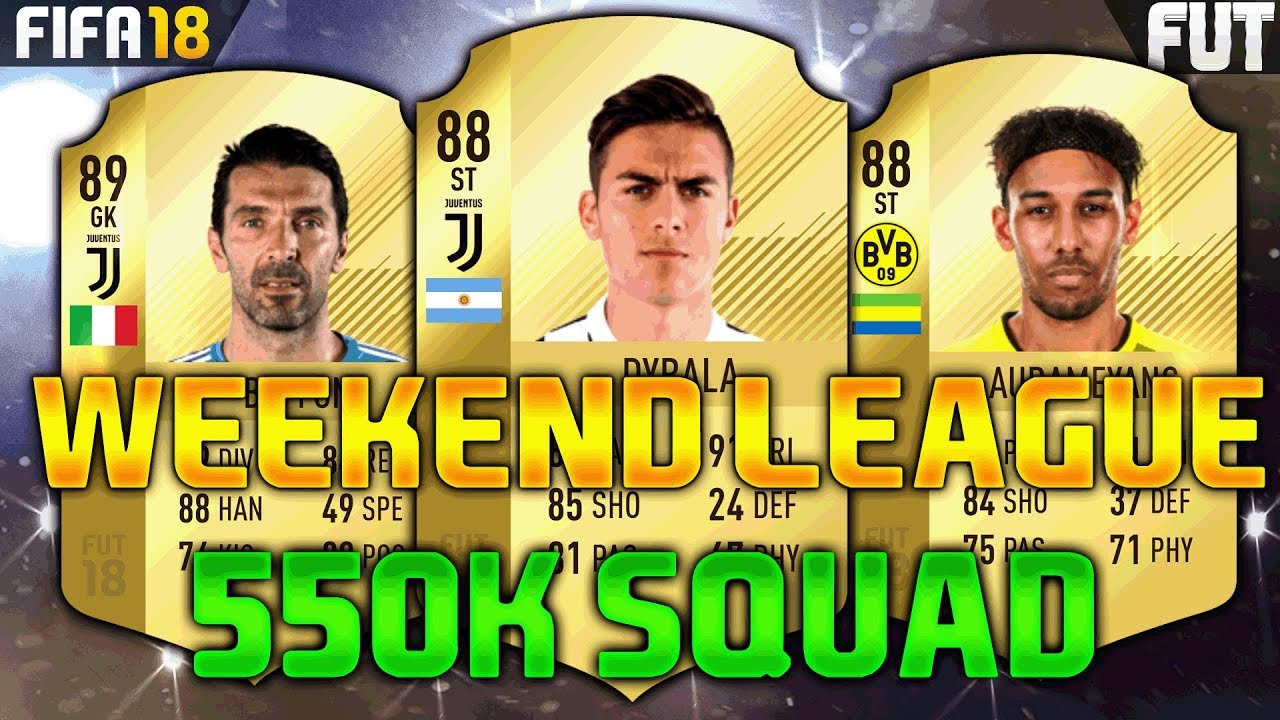 FIFA 18 500K-600K SQUAD BUILDER feat. AUBAMEYANG, DYBALA, BUFFON - FUT CHAMPIONS TEAM
