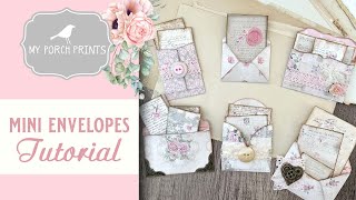 Mini Envelopes Tutorial My Porch Prints | Shabby Pink | Embellishments for Junk Journals
