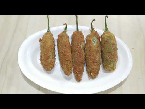CHICKEN N CHEESE STUFFED CHILLI FRITTERS