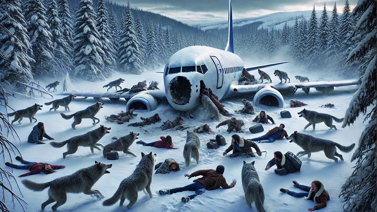 طائره بها ركاب تقع في القطب الشمالي وبالتحديد في وكر قطيع الذئاب