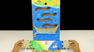 How to Make Marble Ship Arcade Board Game using Cardboard