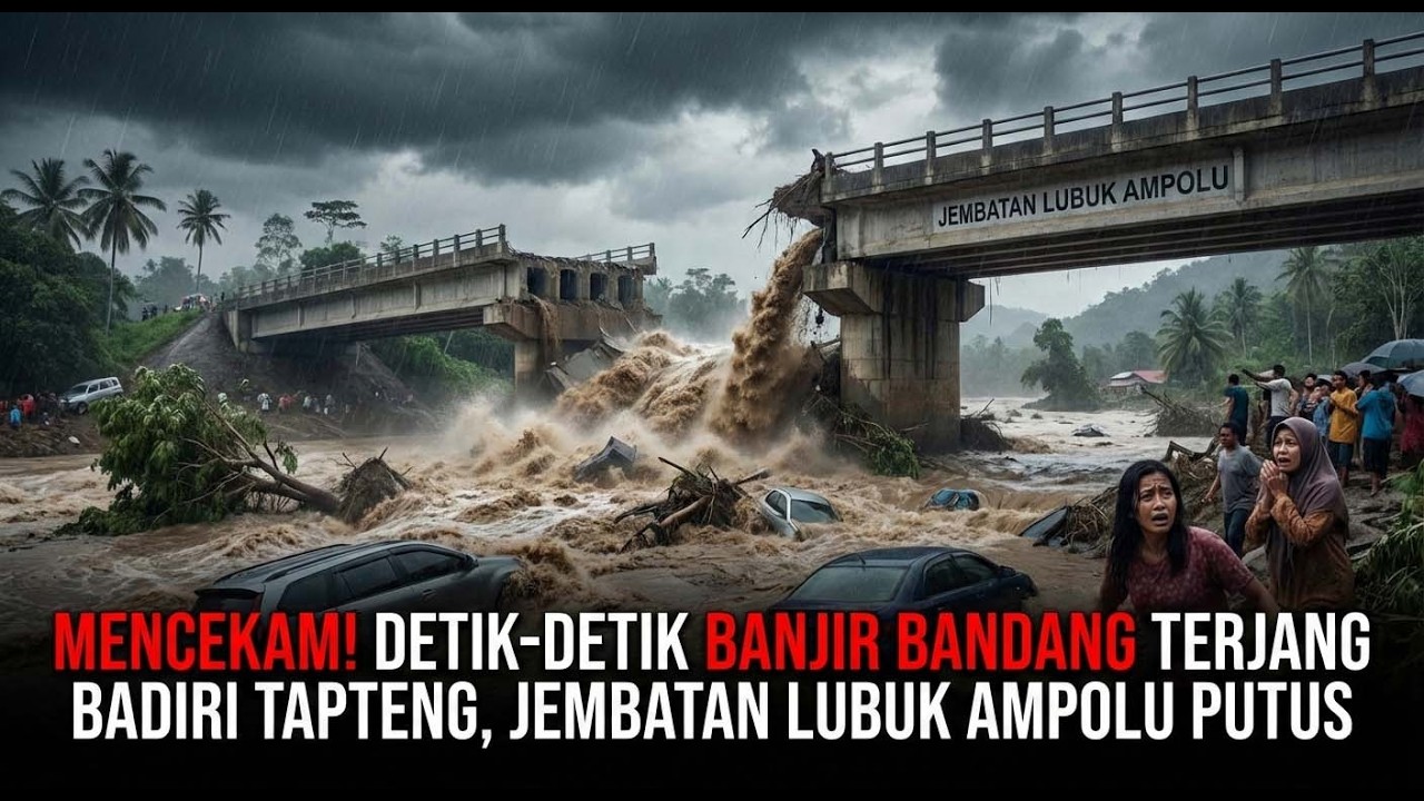 Mencekam! Detik-detik Banjir Bandang Terjang Badiri Tapteng, Jembatan Lubuk Ampolu Putus