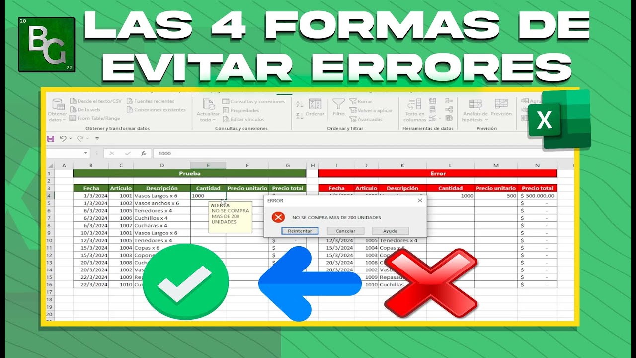 Las cuatro soluciones para evitar errores de tipeo en excel youtube