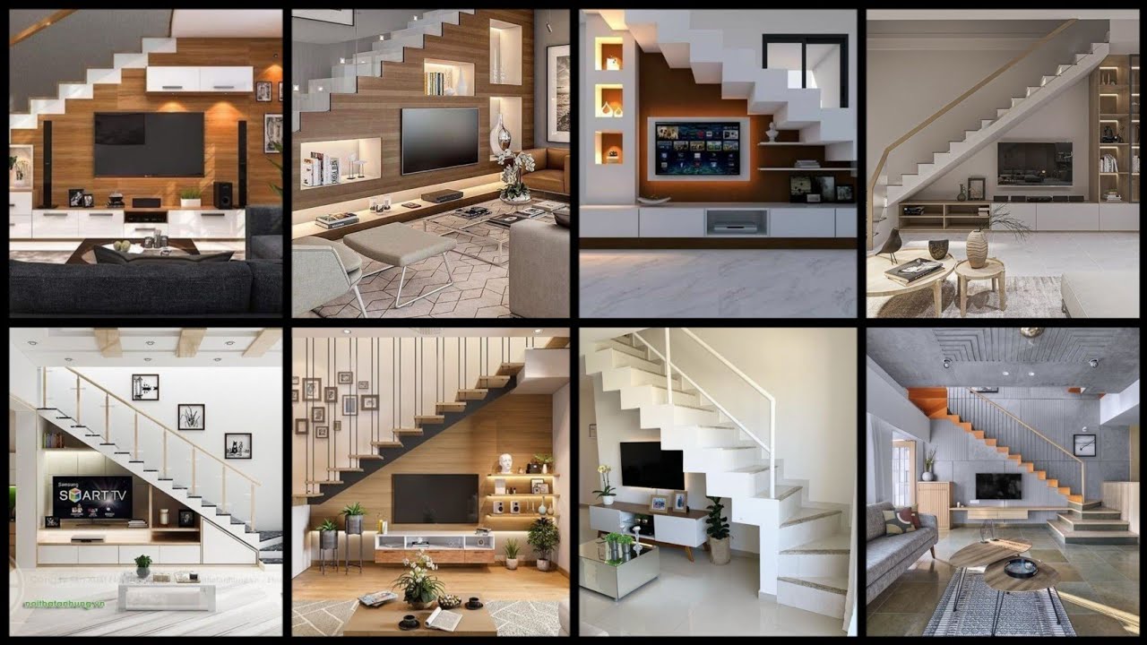 Functional under stair storage l understaircase TV unit designs l space saving designs ideas