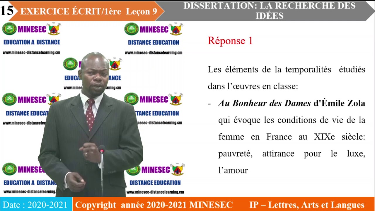 IP-LAL Français (Exercice écrit) 1ère Leçon 9 Dissertation: La recherche des idées