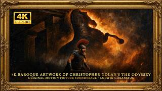 4k Odyssey Artwork Screensaver Trojan War Painting with Official Movie Score | Christopher Nolan