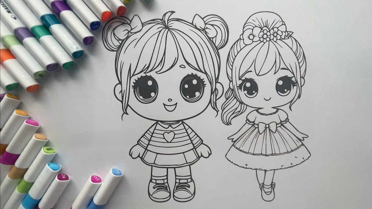 Tranh tô màu búp bê LOL cho bé - How to Color LOL Doll - L.O.L Surprise Doll Coloring pages for kids
