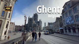 Travel to Belgium , Ghent - April 2022 Morning Walk 4K HDR ASMR