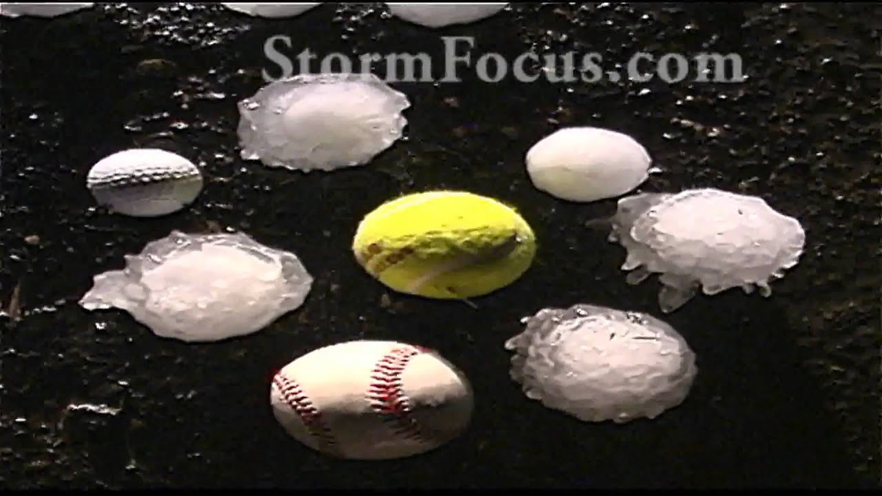 Video Clip of Baseball & Tennis ball sized hail video film footage how