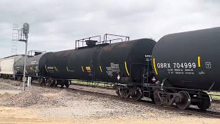 WB NSI with BNSF power and a EB NWO with BNSF power and great mixed freight trains in Cade La.