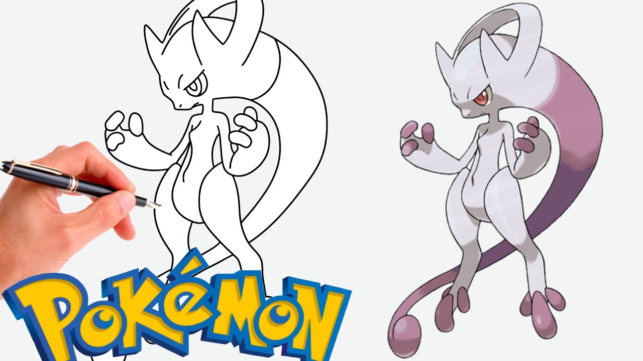Cómo dibujar MEGA MEWTWO Y POKEMON | Mega Pokemon