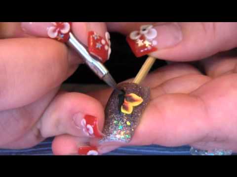 ☆★Acrylic nail tutorial - 3D butterfly ★☆ - YouTube