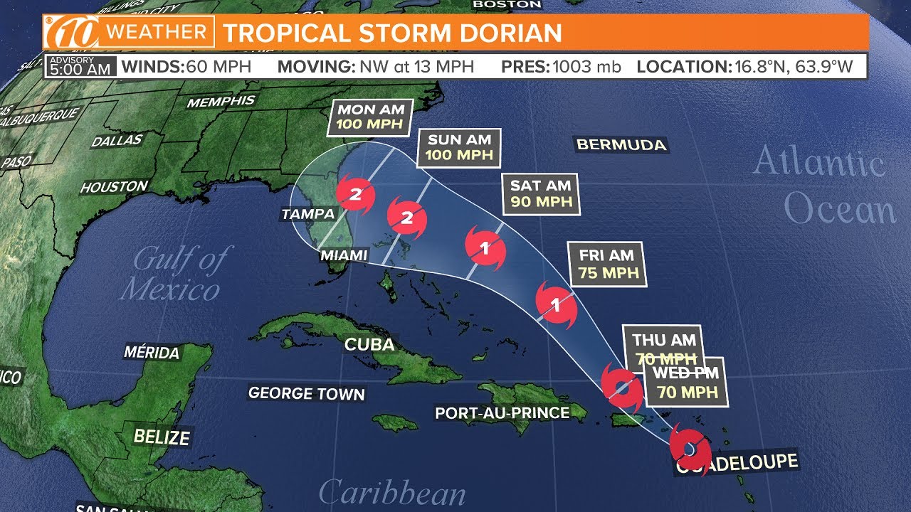 Tropical Storm Dorian may become a hurricane before it reaches the US ...