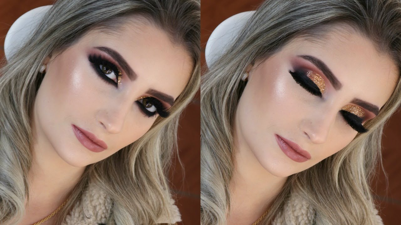 Maquiando Cliente com Glitter Dourado | Amanda Pastore
