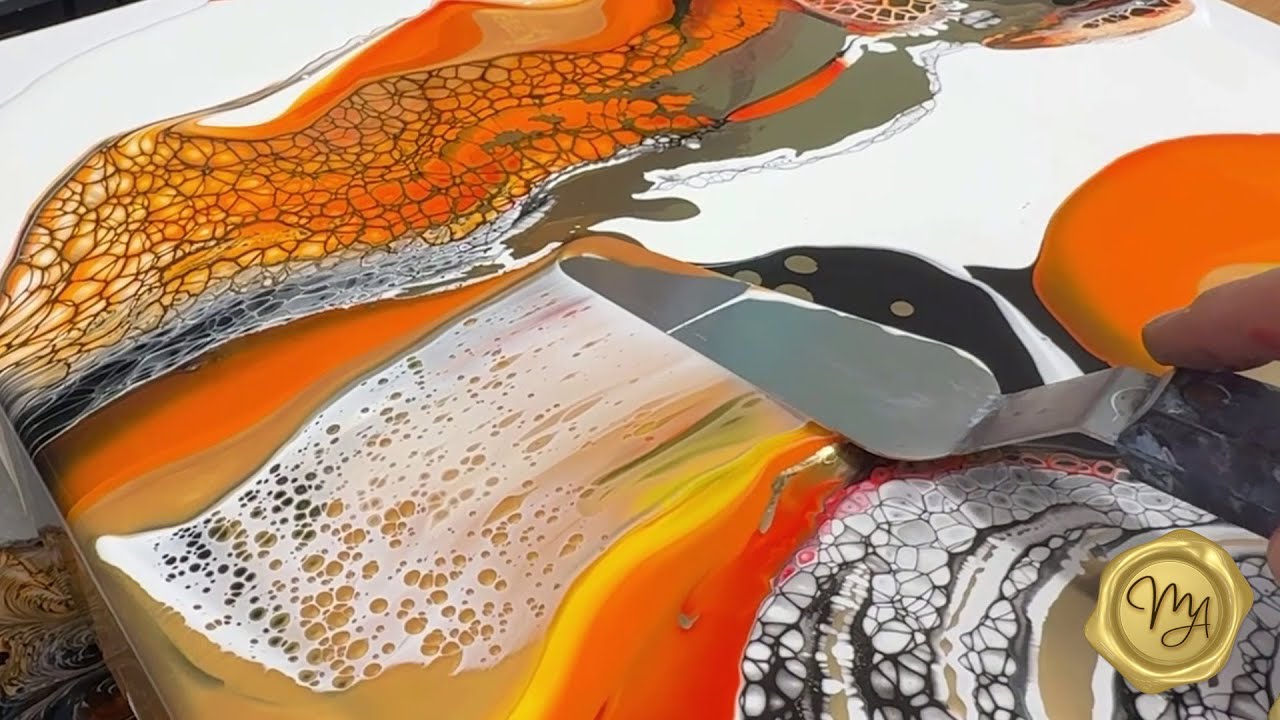 Акриловая заливка, фантазийный свайп | Диптих «Огонь и вода», часть 1❤️✨ Обзор | Fluid Art от Mar...