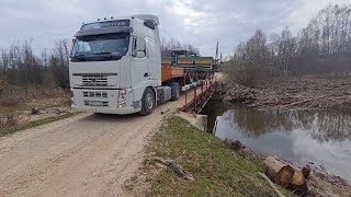 Volvo FH. ПЕРЕПРАВА ВПРИТИРКУ. ПЕРЕВОЗИМ ТРАКТОРА. 18+