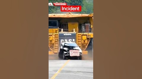 Giant mining truck crashes into escorting car #shorts