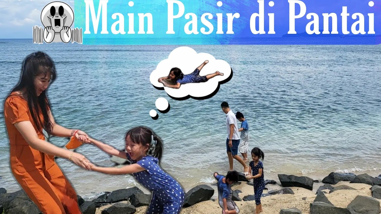 Rai jadi Patung Sabi takut ombak | wisata pantai lampung