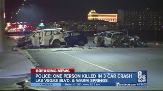 Fiery fatal crash closes Las Vegas Boulevard at Warm Springs
