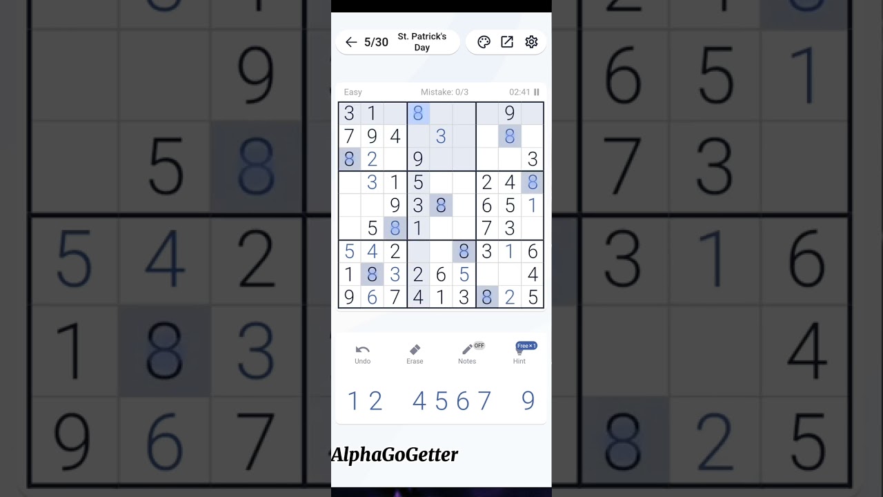 Sudoku: St. Patrick's Day Event Level 6[solution]
