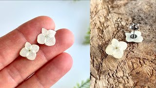 DIY Real Pressed Hydrangea Flower Earrings Tutorial - Easy UV Resin Jewelry for Beginners