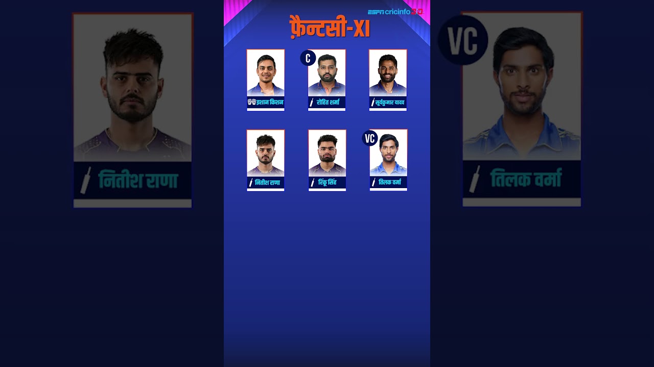 मुंबई 🆚 कोलकाता : बेस्ट फ़ैन्टसी टीम 🔥🔥 #shorts #mivkkr #ipl2023