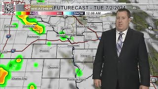 Heavy rain possible with overnight storms will be followed by increasing humidity and more