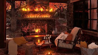 It's raining in the forest house and you can relax near the crackling fireplace  Autumn Ambience
