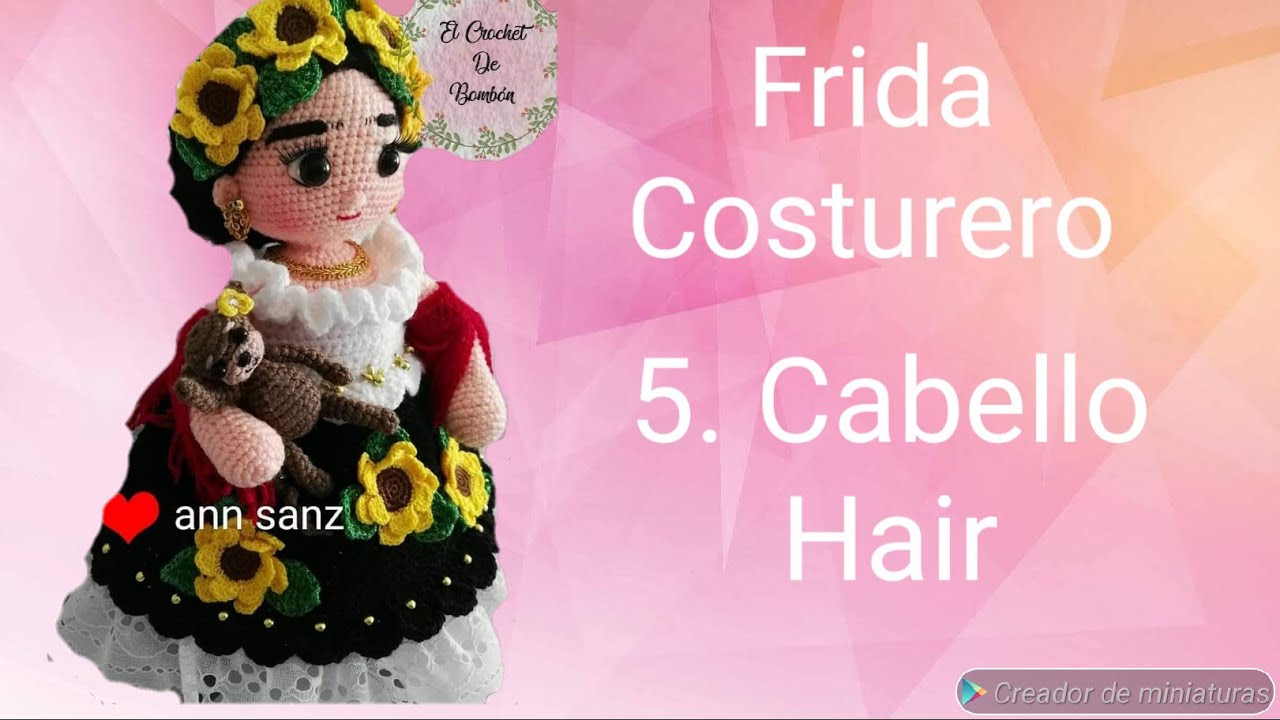 Frida Costurero 5 (English subtitles) Cabello-Hair (Amigurumis Chainette)/Ani Manualidades