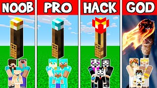 Minecraft NOOB vs PRO vs HACKER vs GOD TORCH BASE HOUSE BUILD CHALLENGE in Minecraft Animation