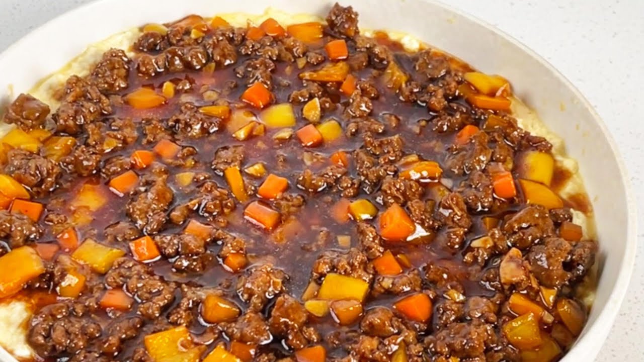Steamed Tofu with Ground Beef and Vegetable Sauce Easy and Delicious