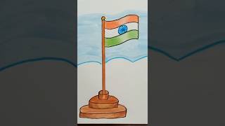 Indian flag drawing #tutorial #independence Day #easy drawing #shorts