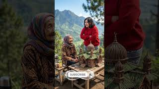 Karya Dari Ranting Gunung! ⛰️ Miniatur Masjid Pinus #shorts #miniaturmasjid #nenek