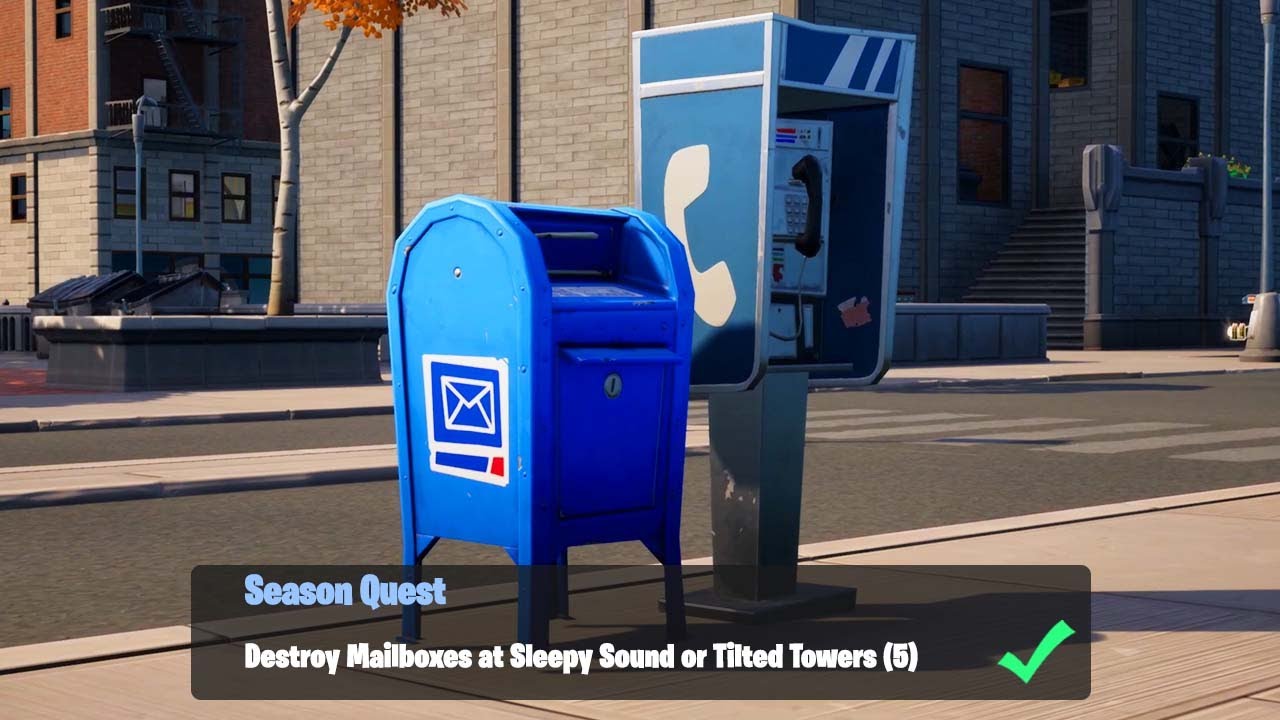 Destroy Mailboxes at Sleepy Sound or Tilted Towers (5) Fortnite Week