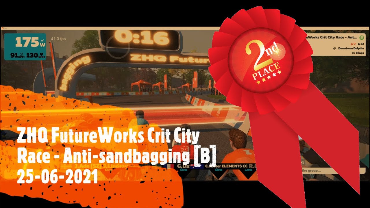 Zwift Podium 🥈2nd Place  - ZHQ FutureWorks Crit City Race - Anti-sandbagging  [B] (25-06-2021)