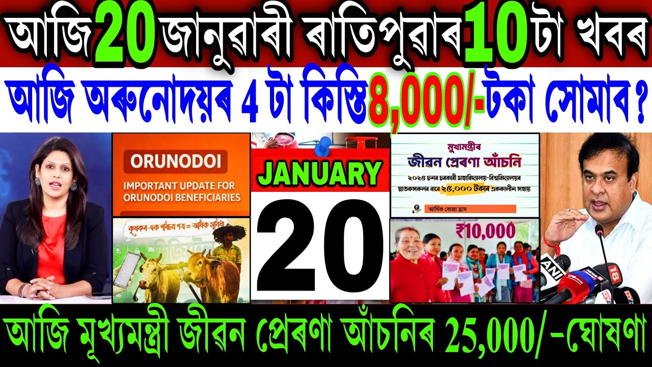 Assamese News Today 20 January 2026 || Orunodoi ₹-8,000 Payment Release || Perrona Scheme|| Shopping