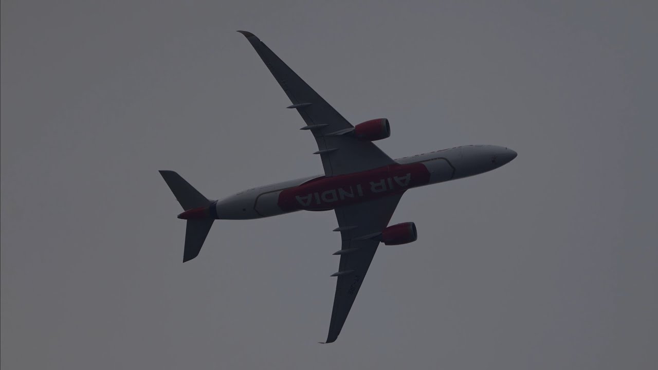 Air India’s sleek A350 flying over my house after takeoff from Heathrow 
