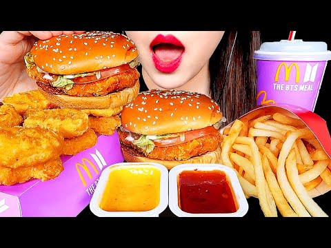 ASMR MCDONALDS BTS MEAL 맥도날드 신메뉴 먹방 CHICKEN NUGGETS, BURGER 咀嚼音 EATING SOUNDS MUKBANG ZOEY ASMR