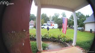 Running, Jumping, Package Dropping FedEx Driver in Charlotte, NC in raining conditions on 09-17-2020