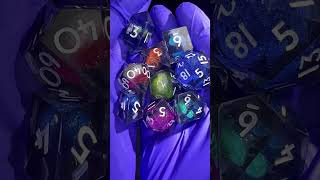 9 Polyhedral Resin Liquid Core Dice DD Set Rainbow Core Magma #ttrpg #dnd #diceset #dnddice