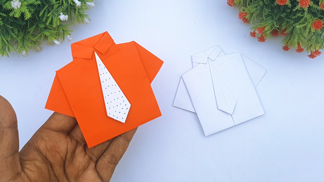 How To Fold Origami Shirt With Tie | Father's Day Shirt Making Ideas ...